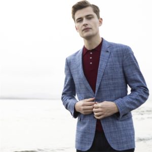 Magee Silk Blend Jacket in Blue Check