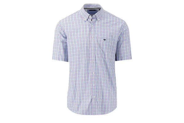 Fynch-Hatton Checked Short-Sleeve Shirt Orient Red