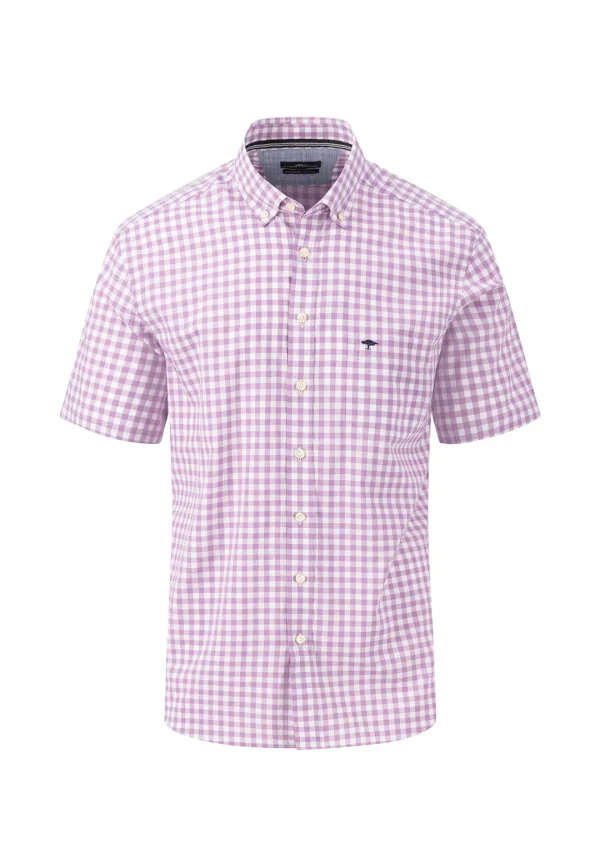 Fynch-Hatton Checked Short Sleeve Shirt Purple