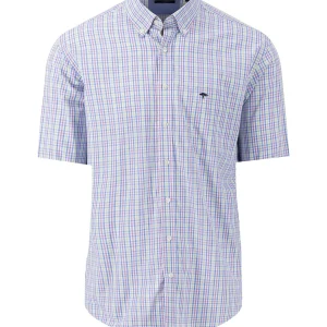 Fynch-Hatton Checked Short-Sleeve Shirt Purple