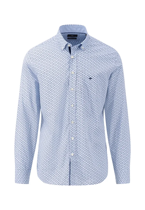 Fynch-Hatton Printed Short-Sleeve Shirt Blue/Purple