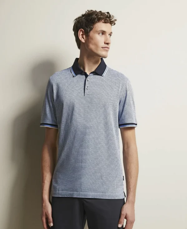 Bugatti Cotton Printed Polo Blue