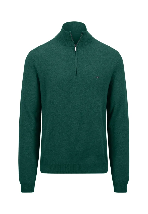 Fynch-Hatton Cashmere Troyer-Zip Dark Emerald