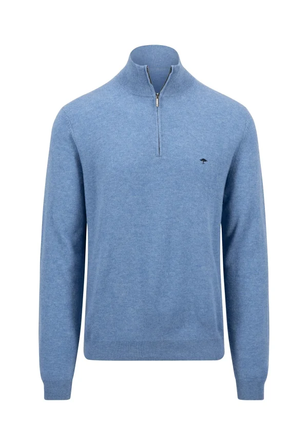 Fynch-Hatton Cashmere Troyer-Zip Cloud Blue